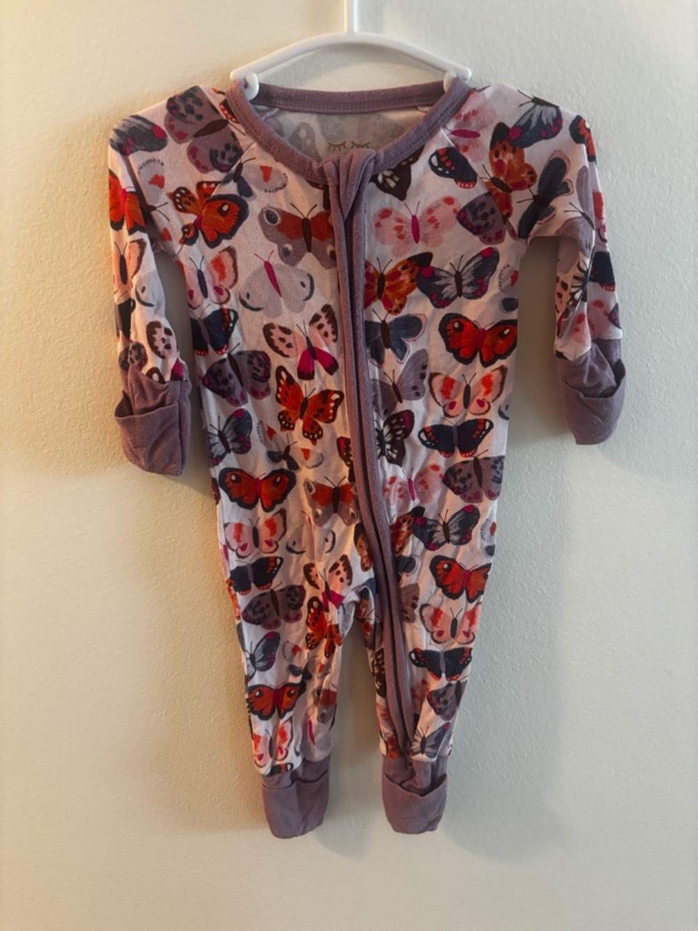 Little Sleepies Purple Butterfly Print Footed One-Piece
